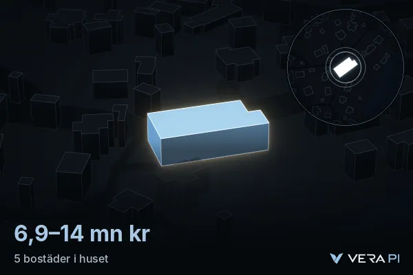 VERA PI:s bild av Dalarö: huset i 3D, upplyst i blått, och kartan runt omkring