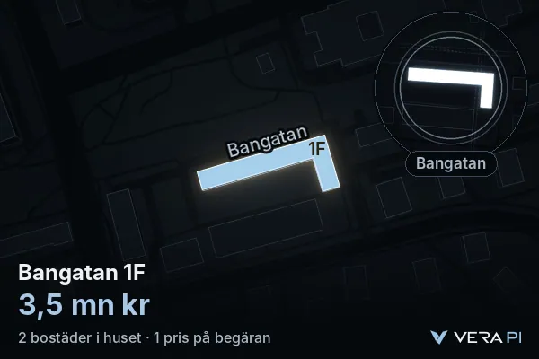 VERA PI's image of Bangatan 1F: the building in 3D, lit in blue, and the map around it