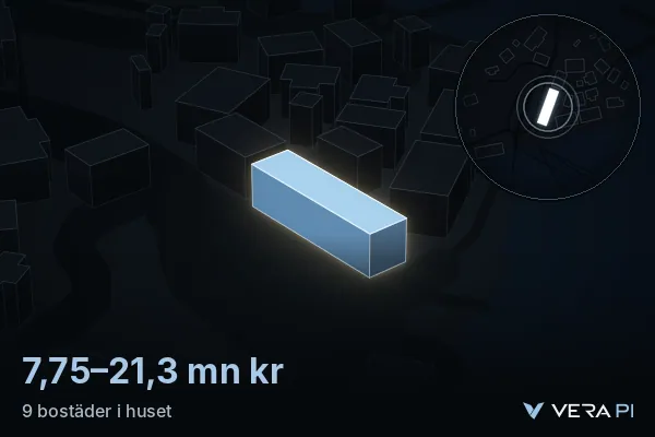 VERA PI:s bild av Dalarö: huset i 3D, upplyst i blått, och kartan runt omkring