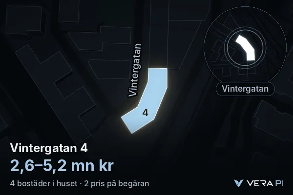 VERA PI:s bild av Vintergatan 4: huset i 3D, upplyst i blått, och kartan runt omkring