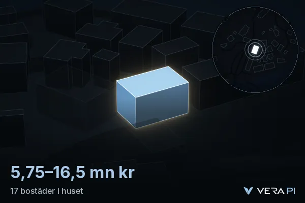 VERA PI:s bild av Dalarö: huset i 3D, upplyst i blått, och kartan runt omkring