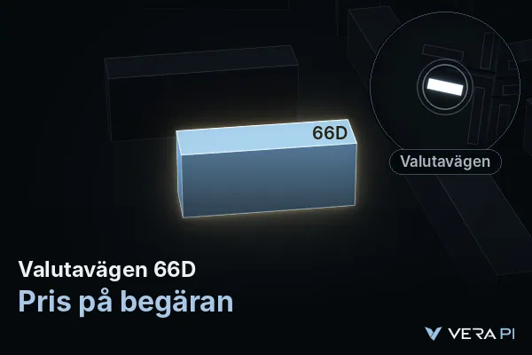 VERA PI:s bild av Valutavägen 66D: huset i 3D, upplyst i blått, och kartan runt omkring