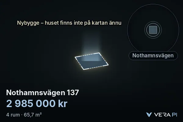 VERA PI's image of Nothamnsvägen 137: the building in 3D, lit in blue, and the map around it