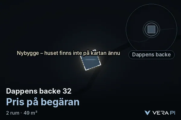 VERA PI's image of Dappens backe 32: the building in 3D, lit in blue, and the map around it