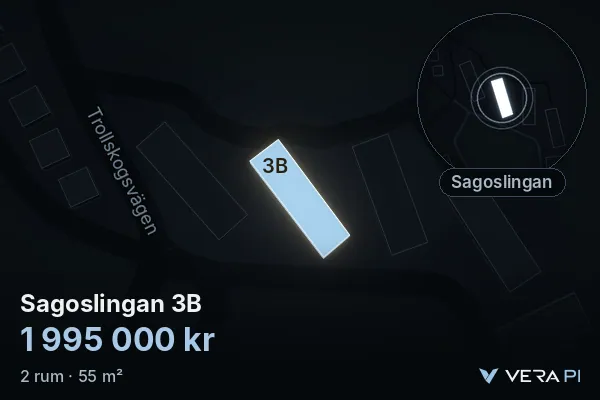 VERA PI's image of Sagoslingan 3B: the building in 3D, lit in blue, and the map around it