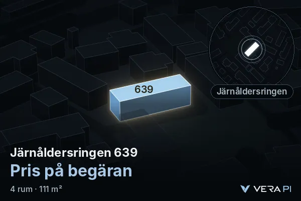 VERA PI:s bild av Järnåldersringen 639: huset i 3D, upplyst i blått, och kartan runt omkring