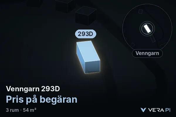VERA PI's image of Venngarn 293D: the building in 3D, lit in blue, and the map around it