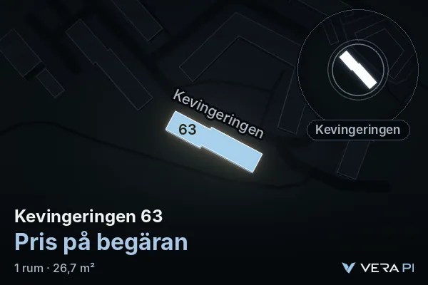 VERA PI's image of Kevingeringen 63: the building in 3D, lit in blue, and the map around it