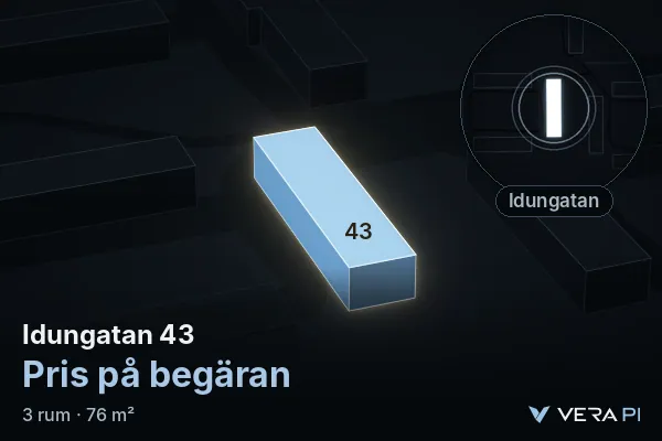 VERA PI's image of Idungatan 43: the building in 3D, lit in blue, and the map around it