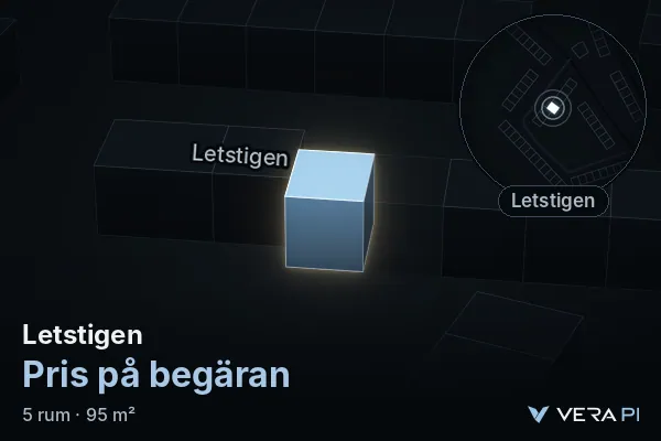 VERA PI's image of Letstigen: the building in 3D, lit in blue, and the map around it