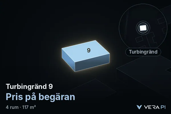 VERA PI's image of Turbingränd 9: the building in 3D, lit in blue, and the map around it