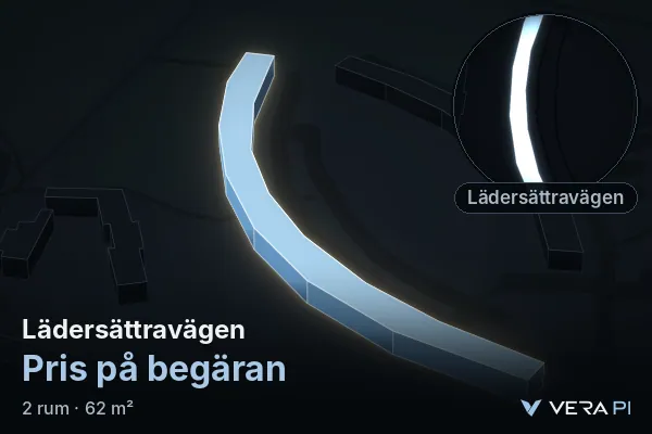 VERA PI's image of Lädersättravägen: the building in 3D, lit in blue, and the map around it
