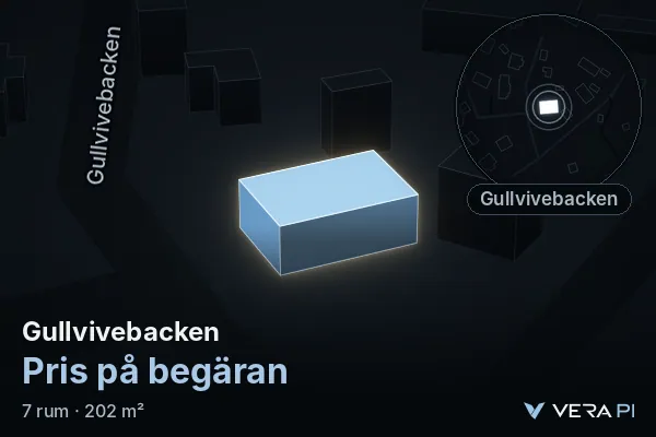 VERA PI:s bild av Gullvivebacken: huset i 3D, upplyst i blått, och kartan runt omkring