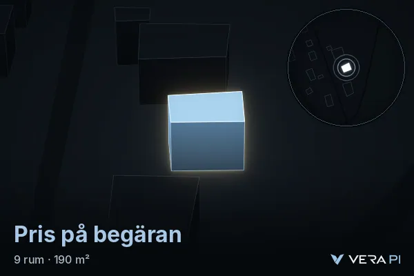 VERA PI's image of Til-Munkholmen: the building in 3D, lit in blue, and the map around it