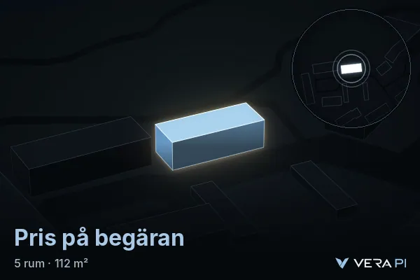 VERA PI:s bild av Elfvik-Duvholmen-Stora Höggarn: huset i 3D, upplyst i blått, och kartan runt omkring
