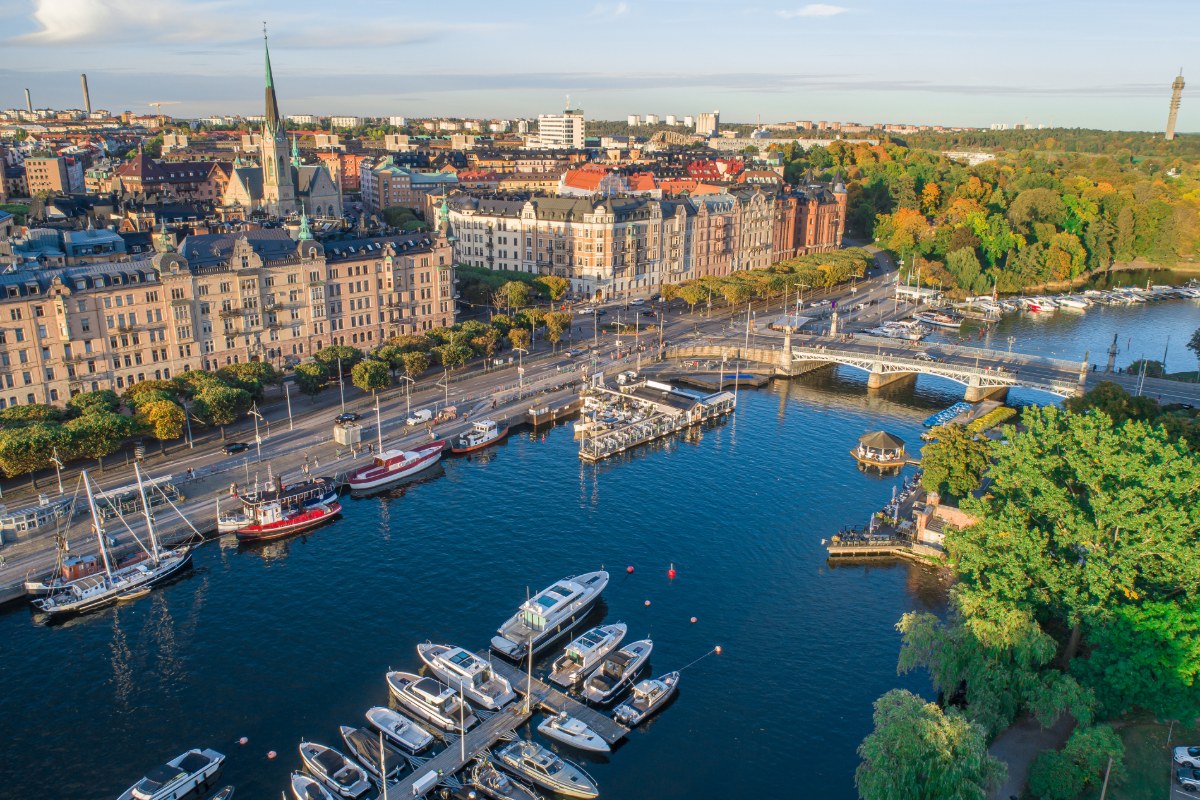 Strandvägen och Östermalm sedda från luften.