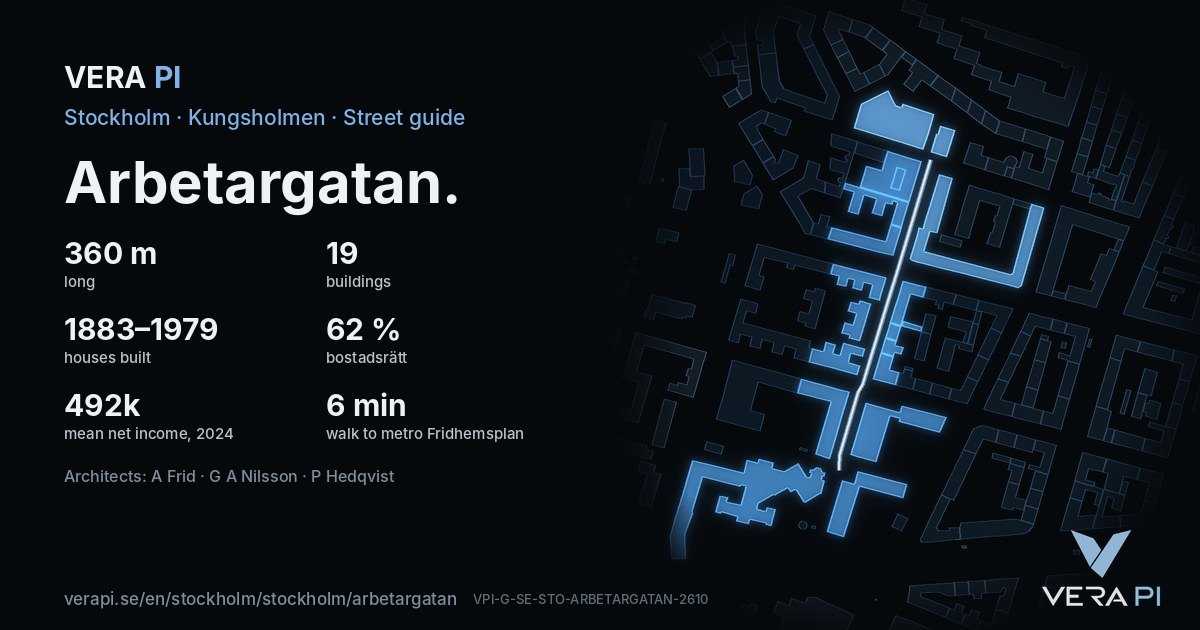 The VERA PI card for Arbetargatan – the street in figures