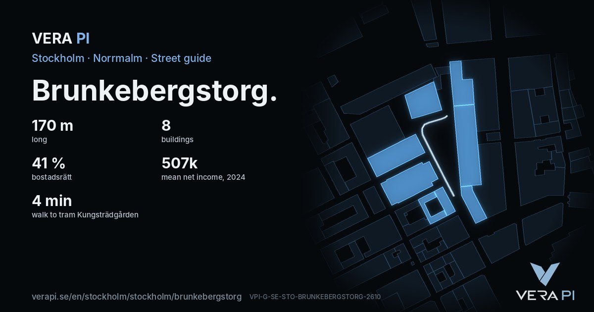 The VERA PI card for Brunkebergstorg – the street in figures