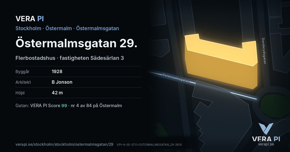 VERA PI-kortet för Östermalmsgatan 29