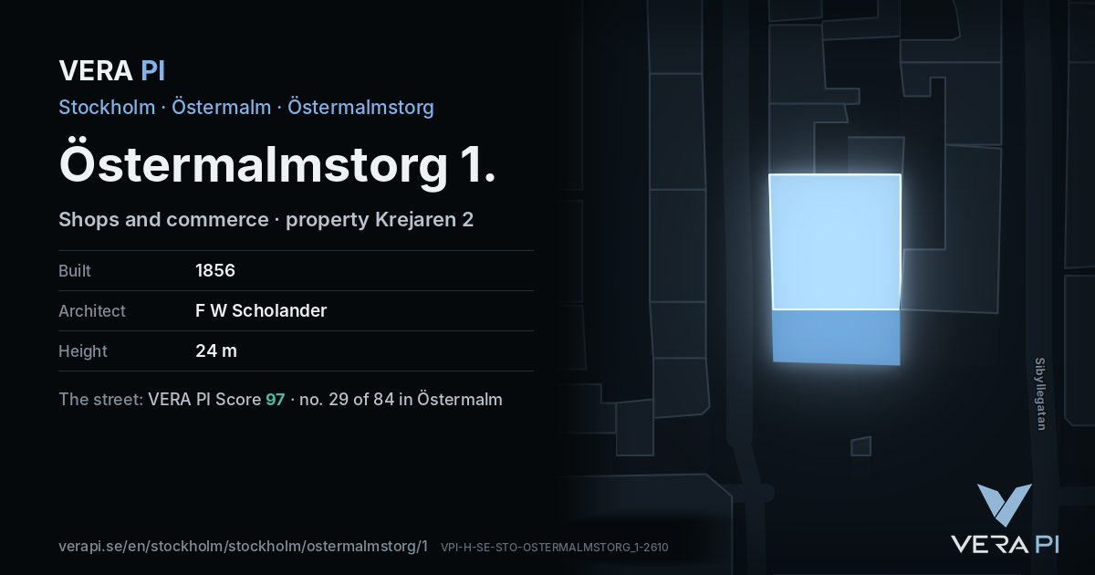 The VERA PI card for Östermalmstorg 1