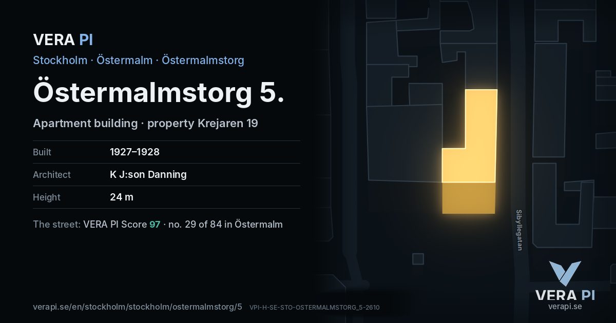 The VERA PI card for Östermalmstorg 5