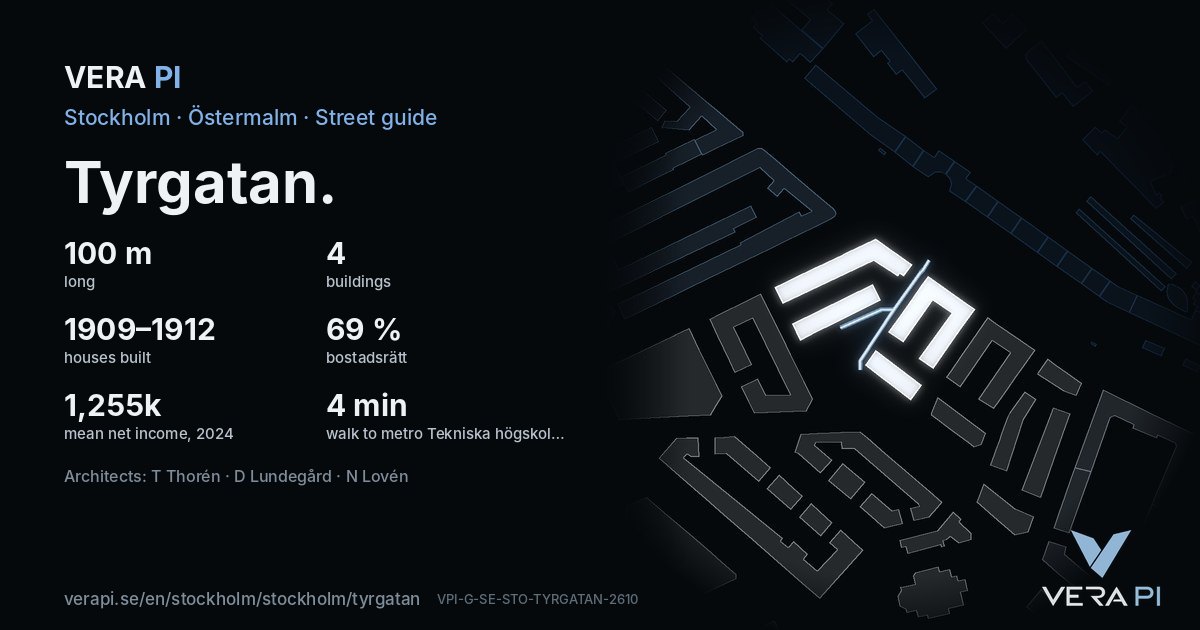 The VERA PI card for Tyrgatan – the street in figures