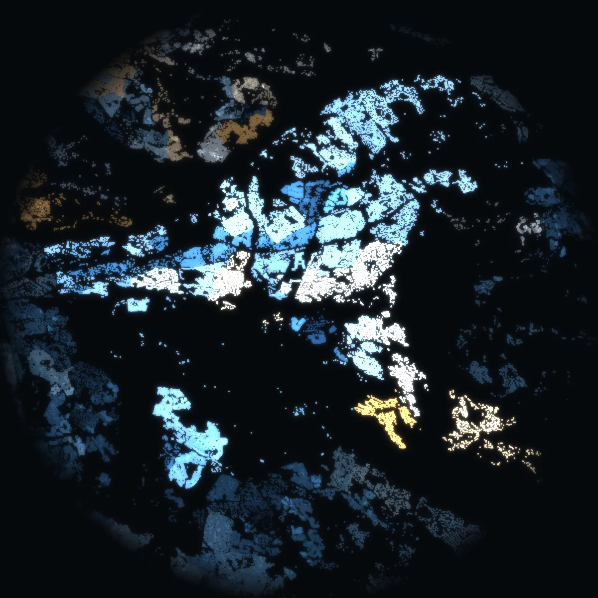 Nacka at night – every building a point of light, coloured by its area’s mean net income