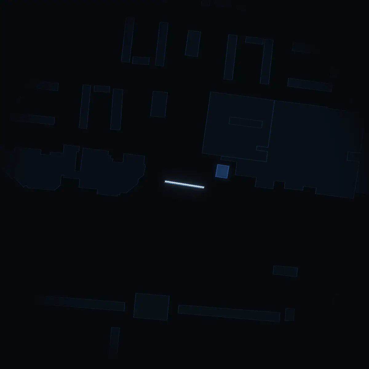 The street at night: Hallundaplan drawn in white, its buildings lit in the colour of their area’s income