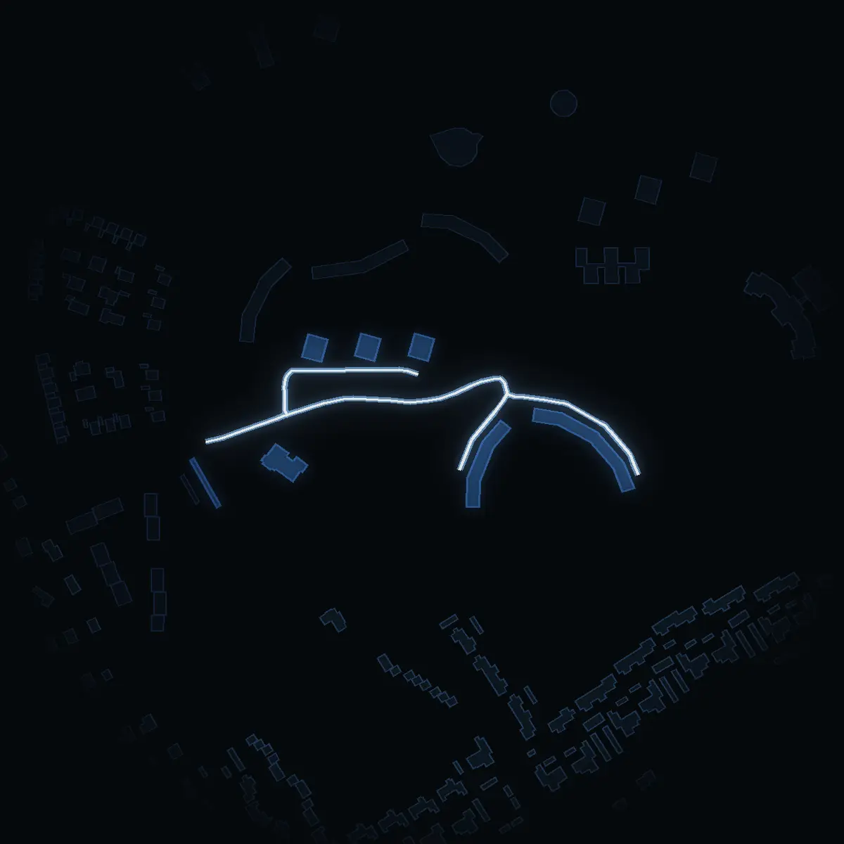 The street at night: Toppvägen drawn in white, its buildings lit in the colour of their area’s income