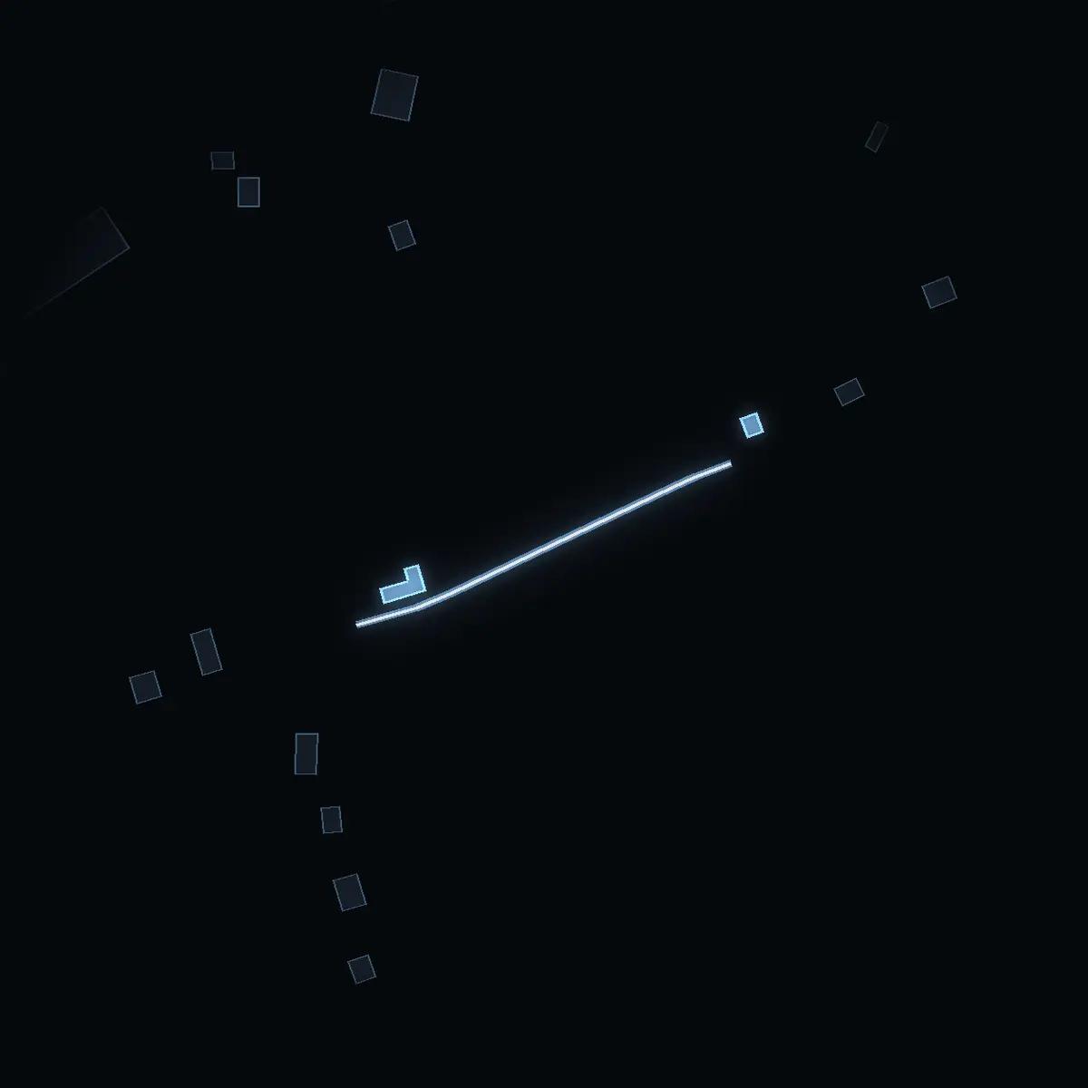 The street at night: Stenudden drawn in white, its buildings lit in the colour of their area’s income
