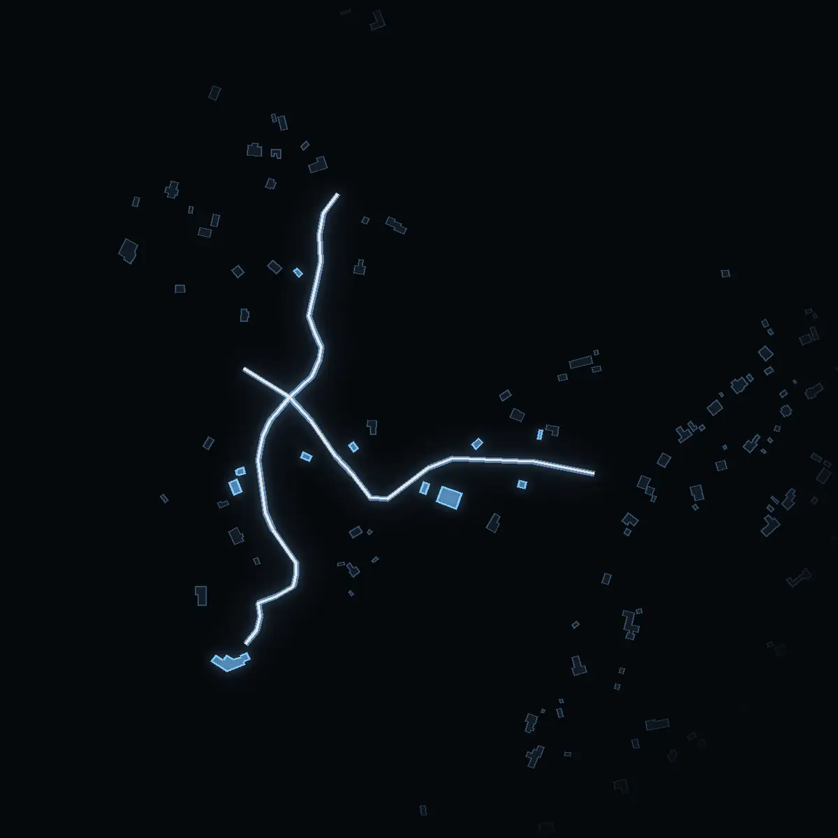 The street at night: Almedalsvägen drawn in white, its buildings lit in the colour of their area’s income