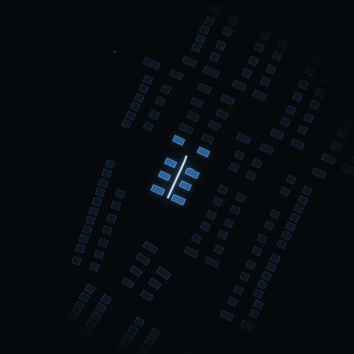 The street at night: Moddlargränd drawn in white, its buildings lit in the colour of their area’s income