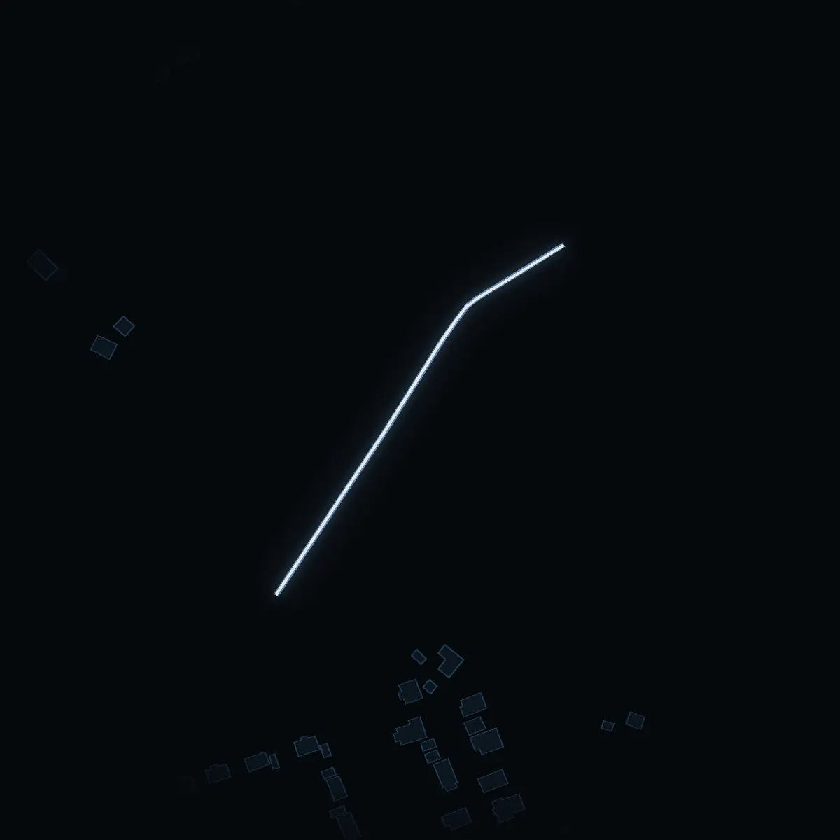 The street at night: Stjärnvägen drawn in white, its buildings lit in the colour of their area’s income