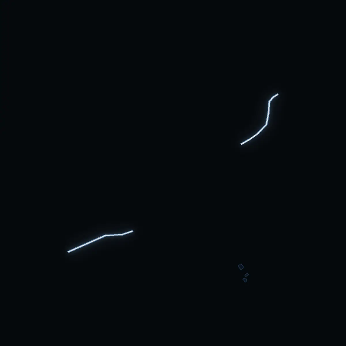 The street at night: Valingevägen drawn in white, its buildings lit in the colour of their area’s income