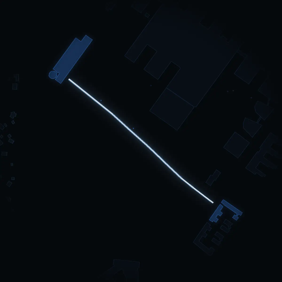 The street at night: Anatomivägen drawn in white, its buildings lit in the colour of their area’s income