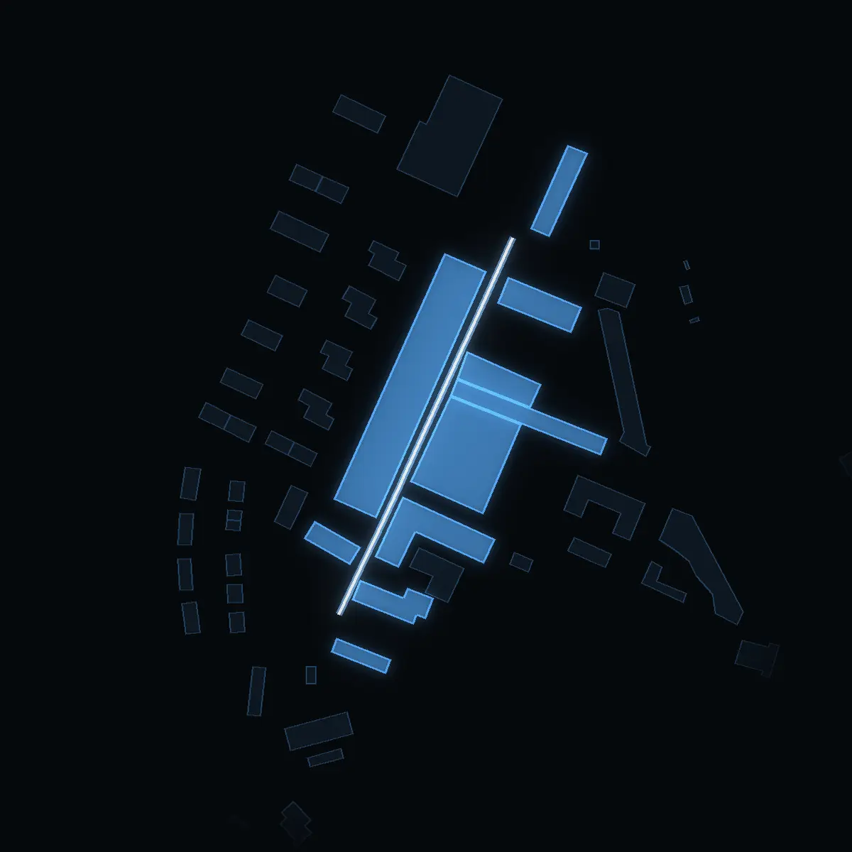 The street at night: Gjutmästare Rosbergs väg drawn in white, its buildings lit in the colour of their area’s income