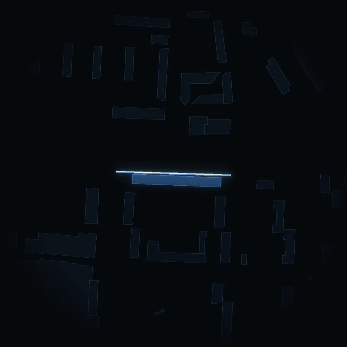The street at night: Husargränd drawn in white, its buildings lit in the colour of their area’s income