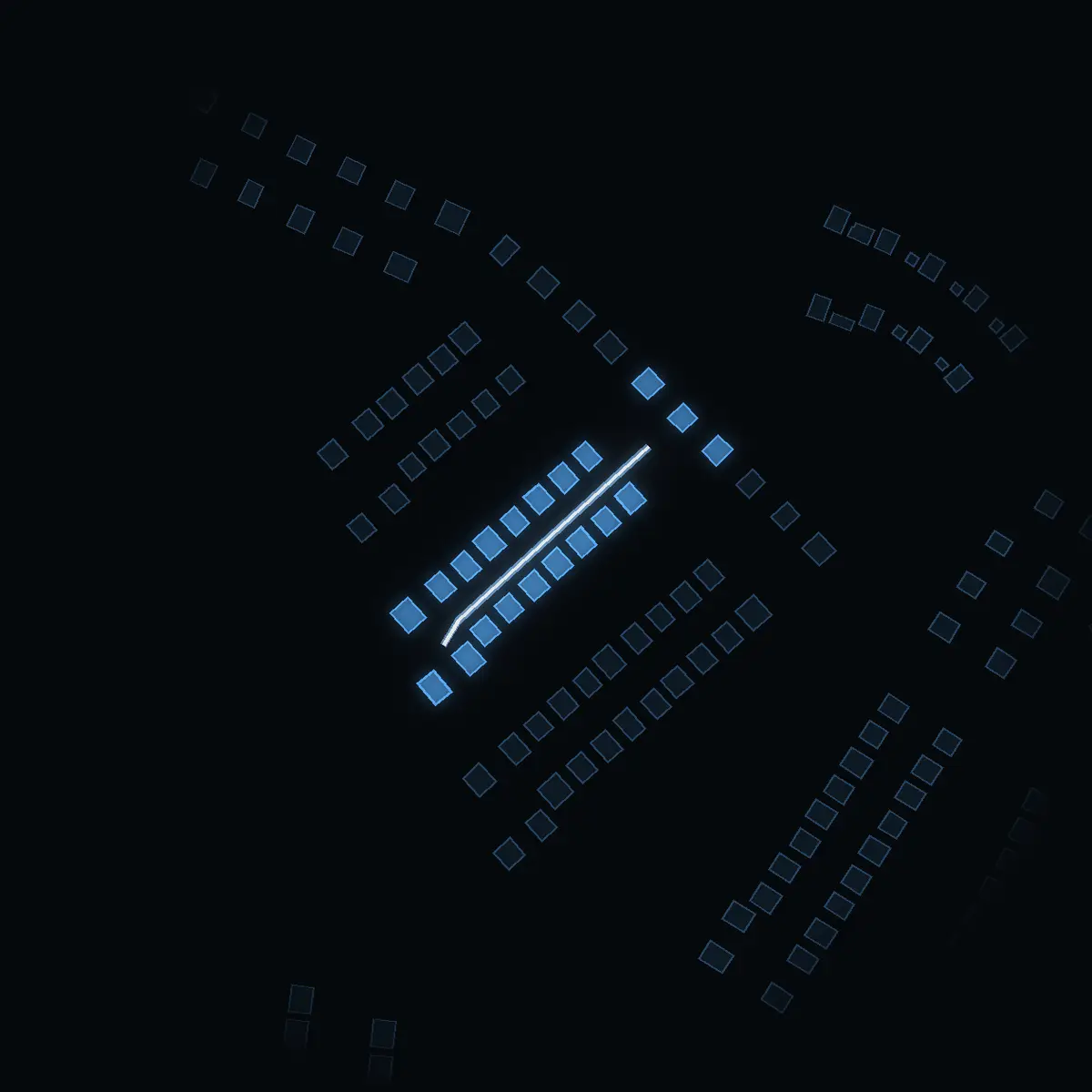 The street at night: Klövervägen drawn in white, its buildings lit in the colour of their area’s income