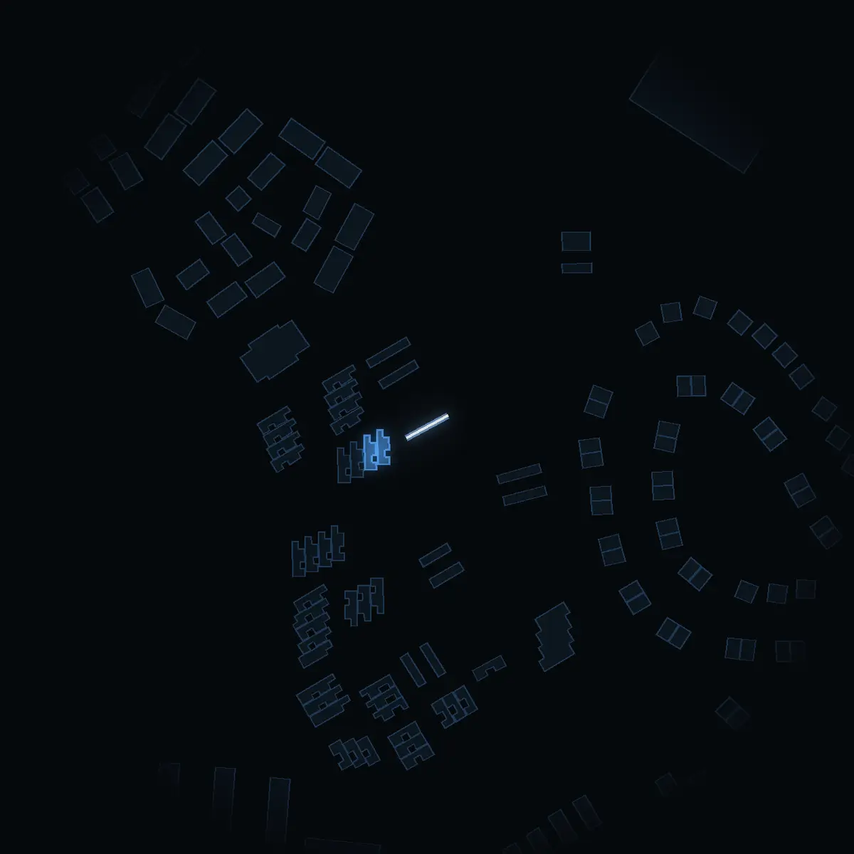 The street at night: Stavhoppargränd drawn in white, its buildings lit in the colour of their area’s income