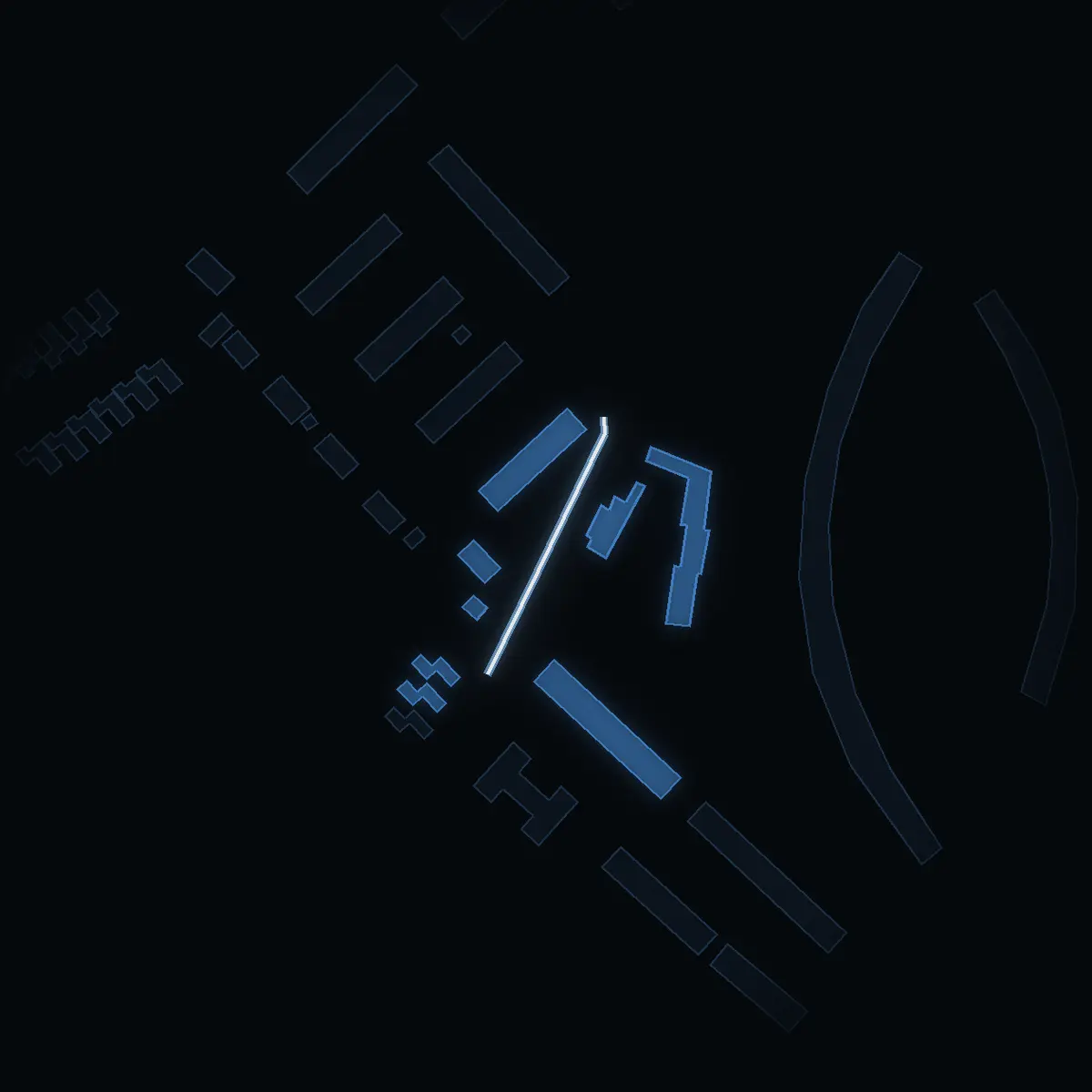 The street at night: Tomtevägen drawn in white, its buildings lit in the colour of their area’s income