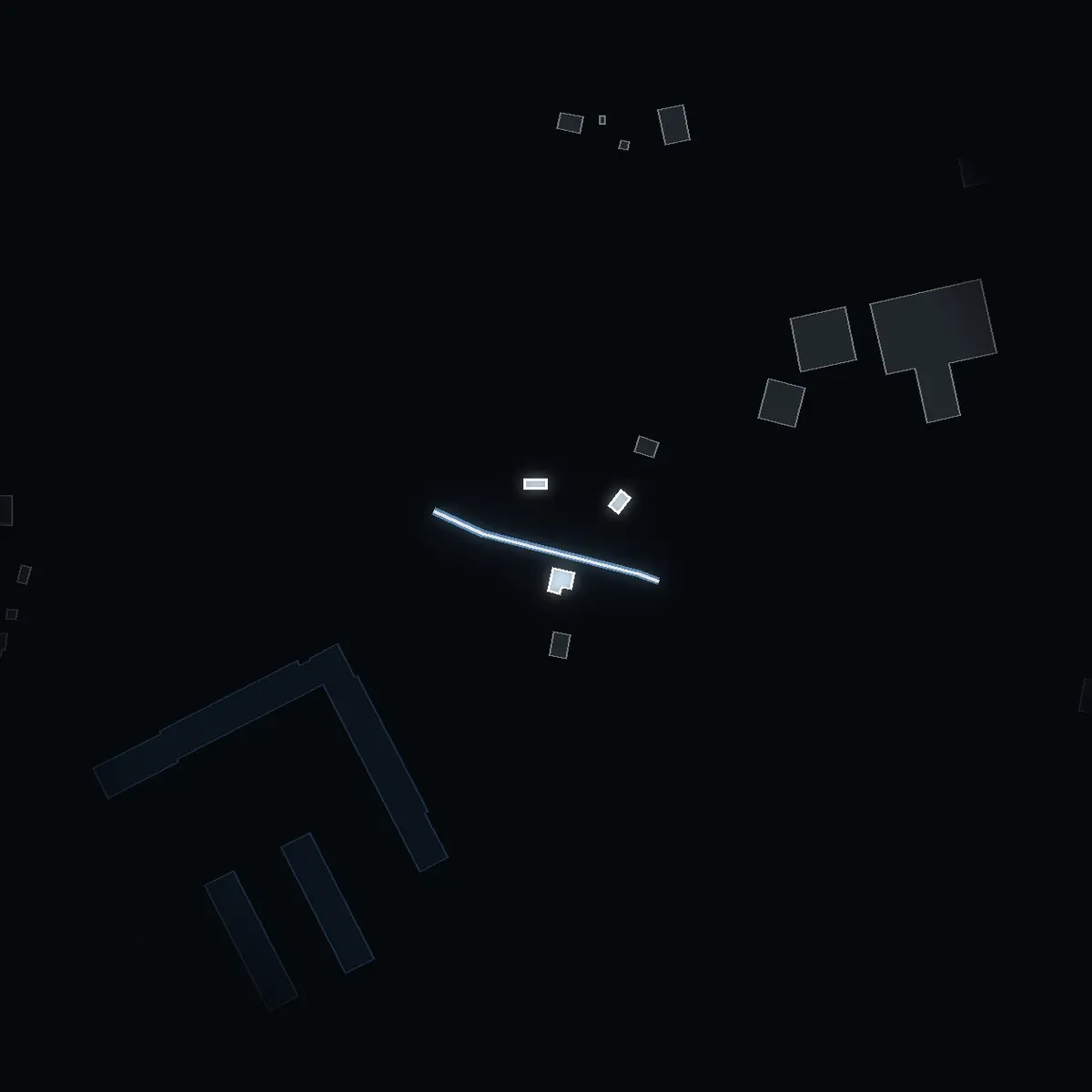 The street at night: Bultvägen drawn in white, its buildings lit in the colour of their area’s income