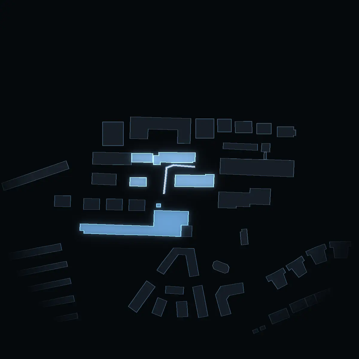 The street at night: Makaronigränd drawn in white, its buildings lit in the colour of their area’s income