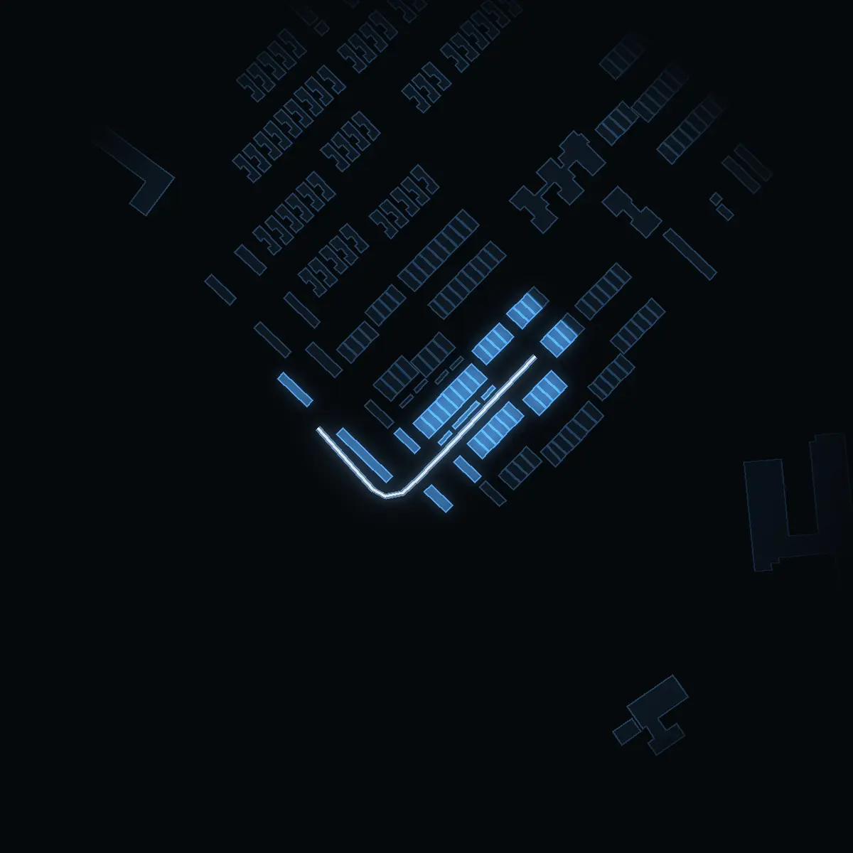 The street at night: Notgatan drawn in white, its buildings lit in the colour of their area’s income