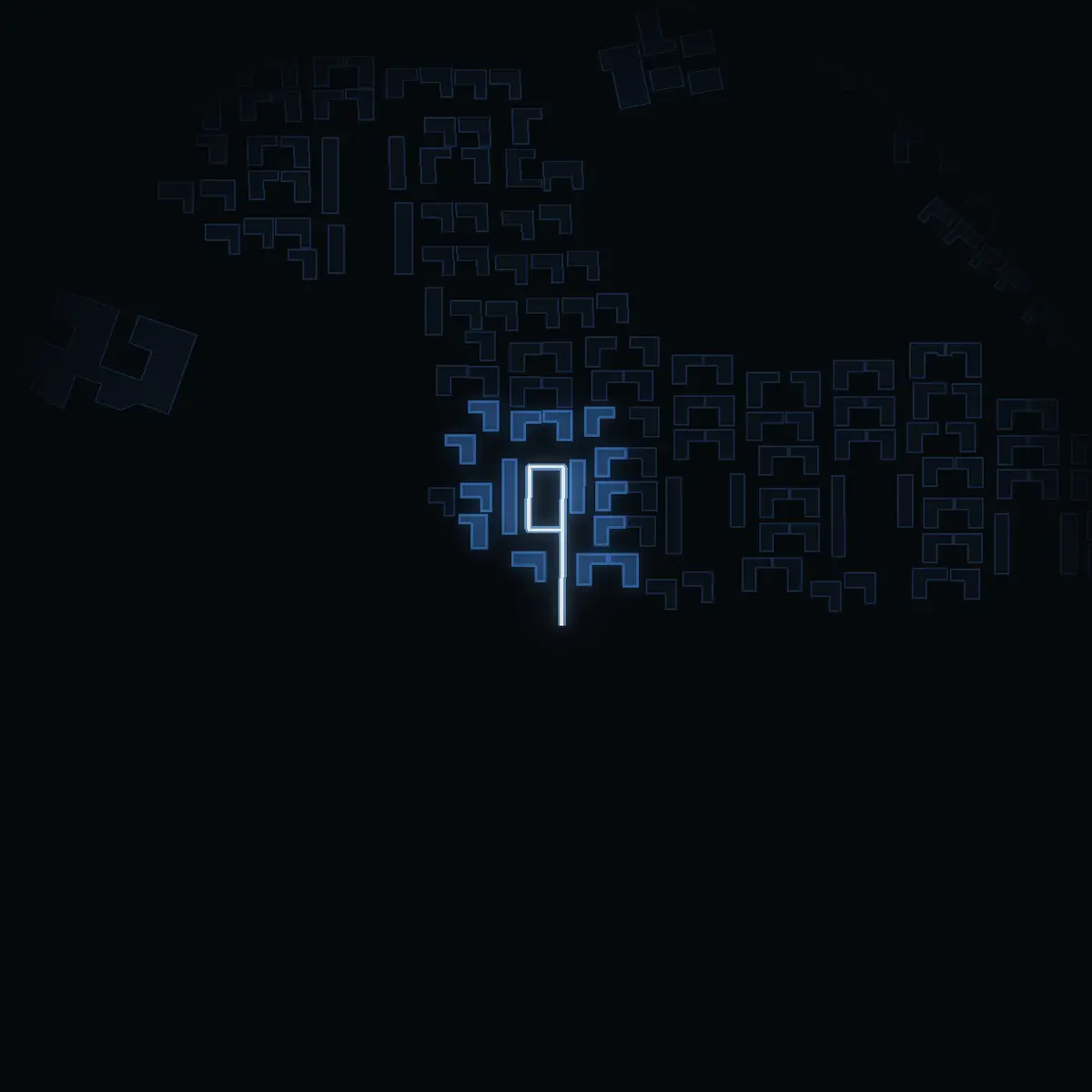 The street at night: Riggvägen drawn in white, its buildings lit in the colour of their area’s income