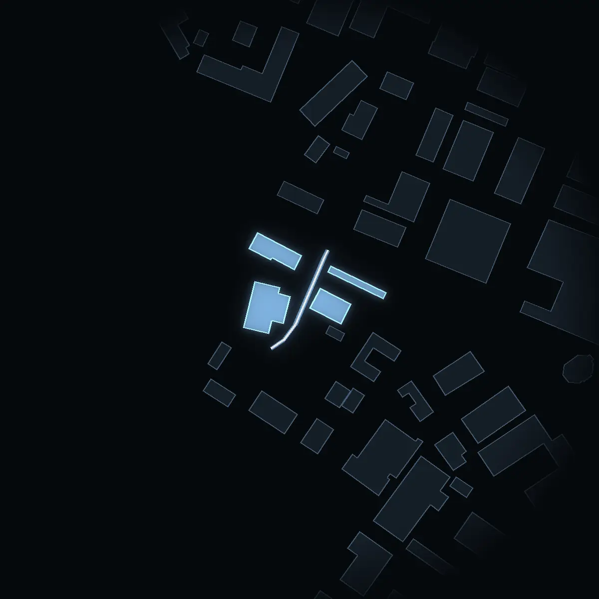The street at night: Timmermansvägen drawn in white, its buildings lit in the colour of their area’s income