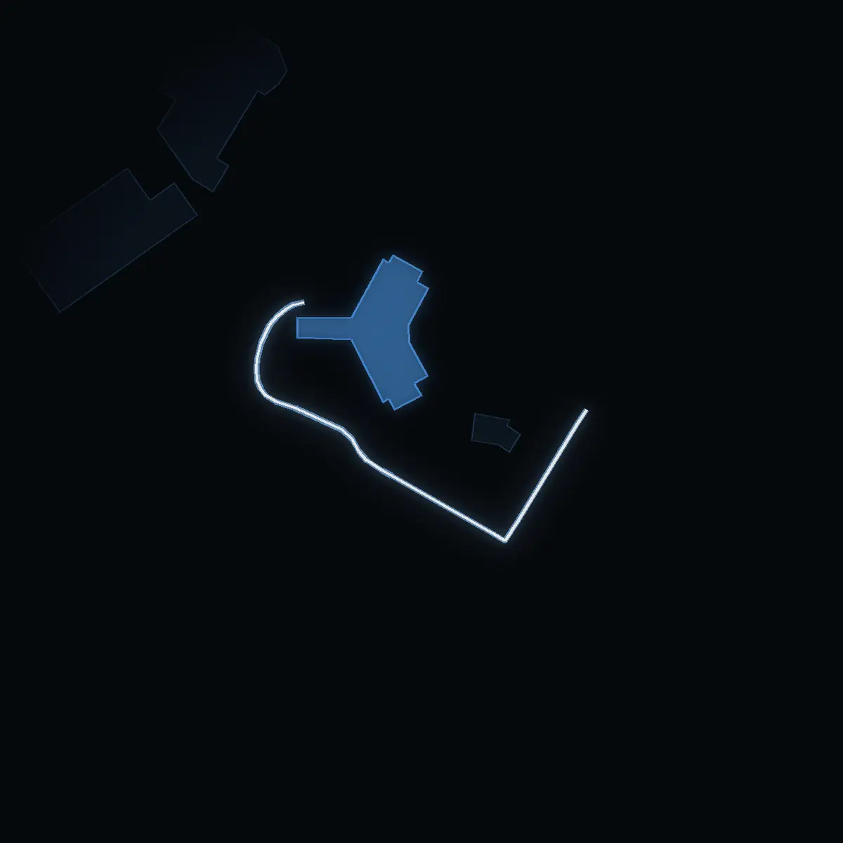 The street at night: Alestavägen drawn in white, its buildings lit in the colour of their area’s income