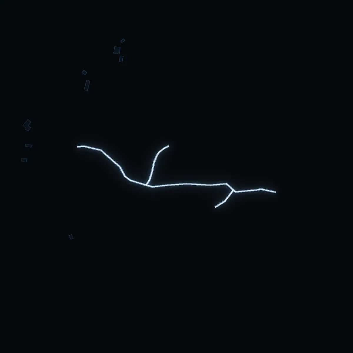 Gatan nattetid: Aludden inritad i vitt, husen tända i färgen för områdets inkomst