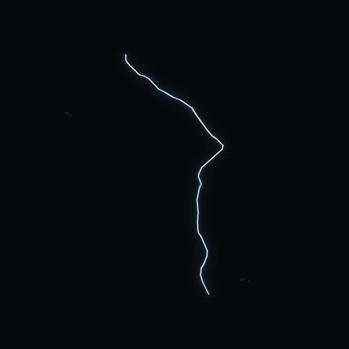 The street at night: Buddolsvägen drawn in white, its buildings lit in the colour of their area’s income