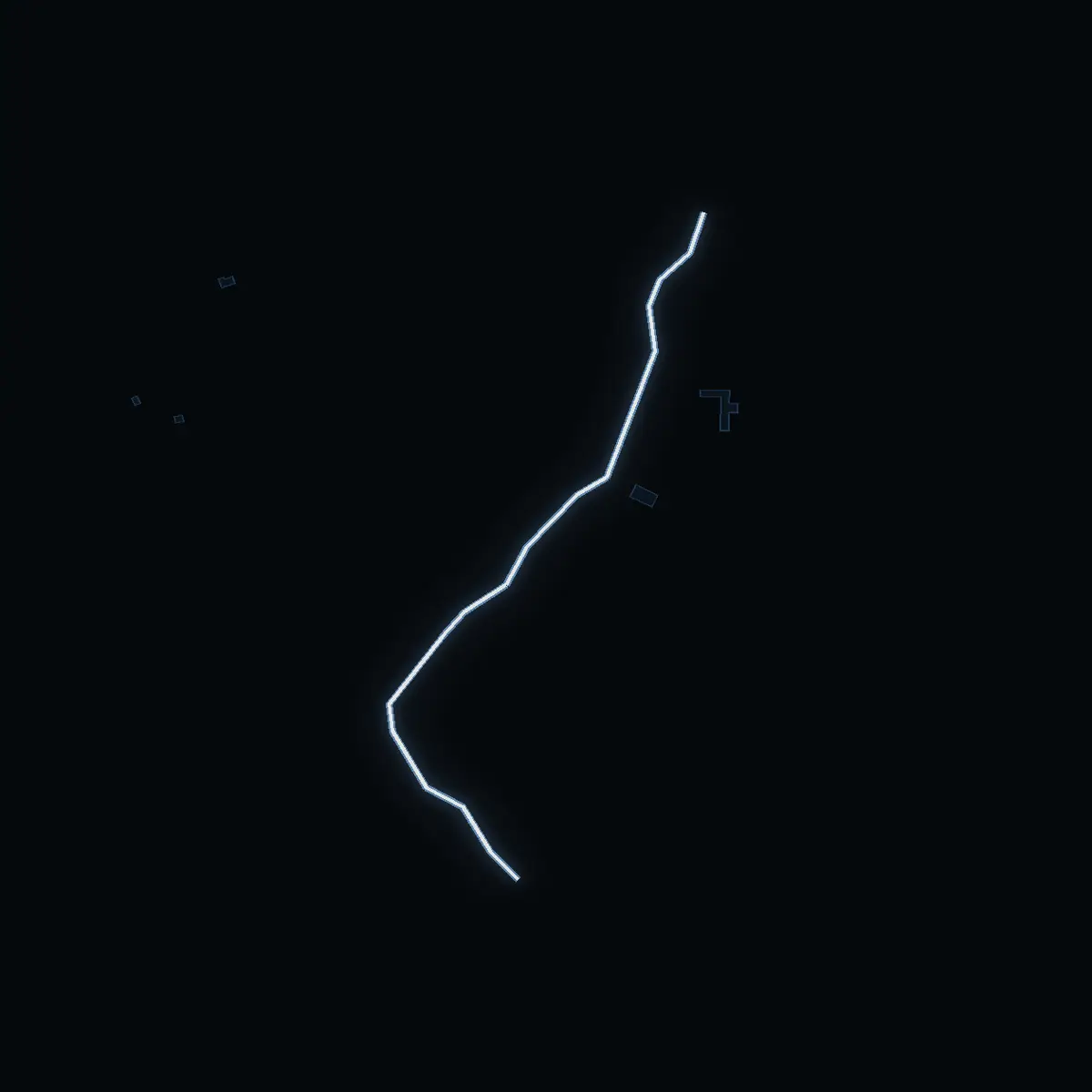 The street at night: Dyviks byväg drawn in white, its buildings lit in the colour of their area’s income