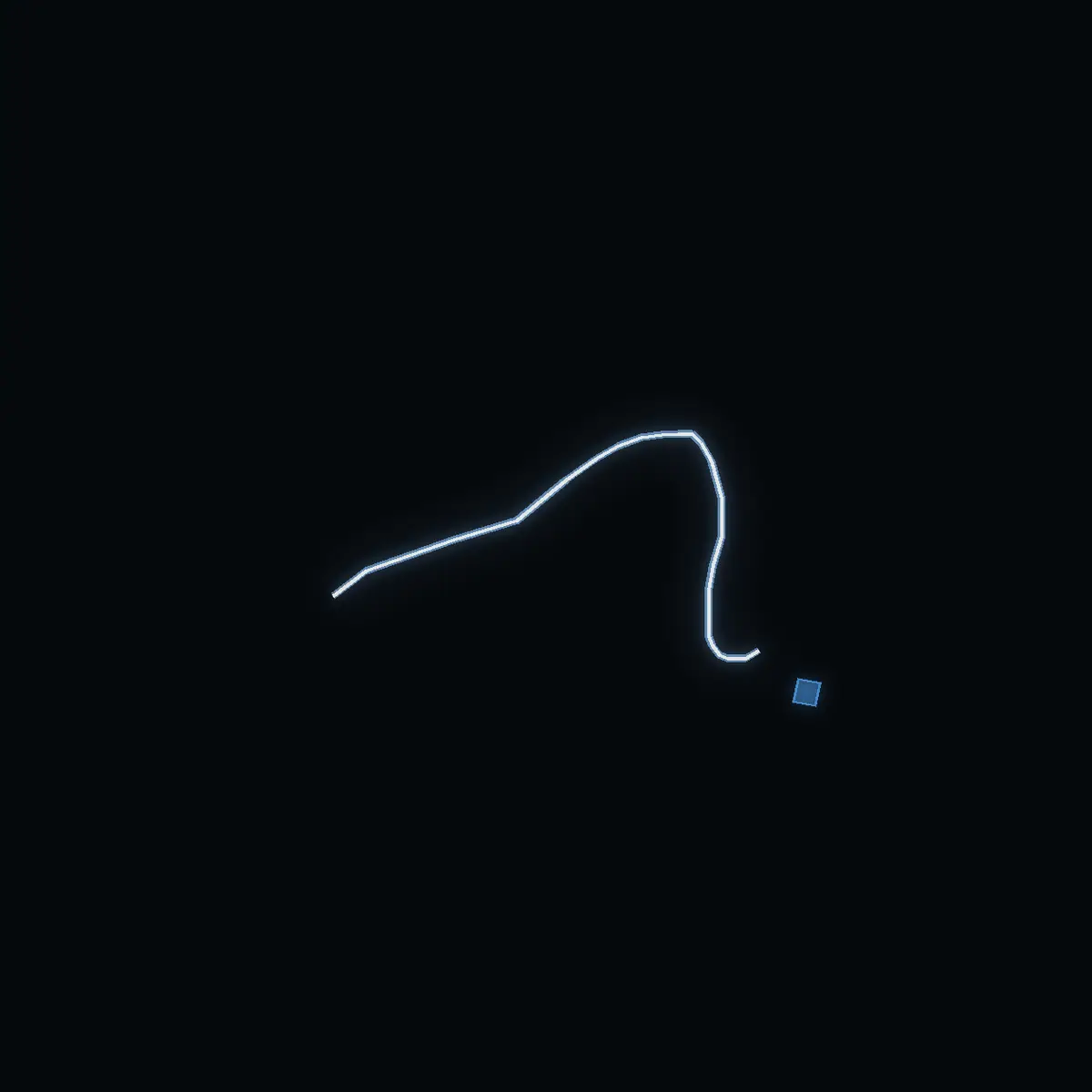 The street at night: Håtö Bo drawn in white, its buildings lit in the colour of their area’s income